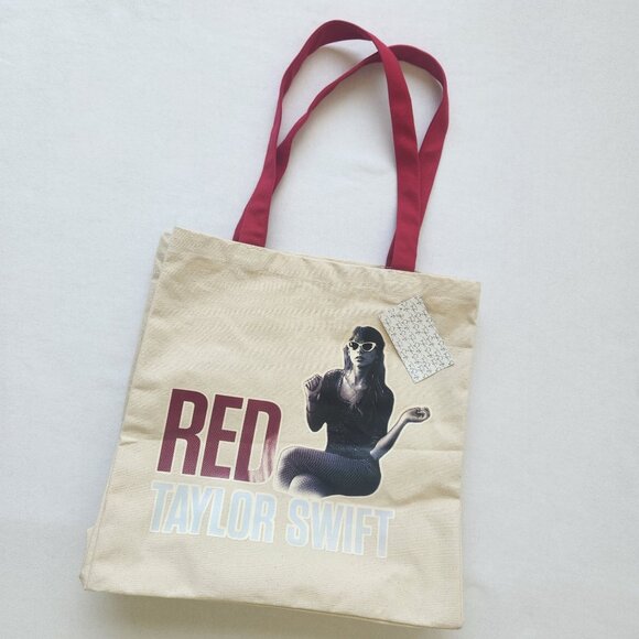 NEW Taylor Swift Red Era Canvas Tote Bag Swiftie School Beach Pool Gym Cute - Picture 3 of 9